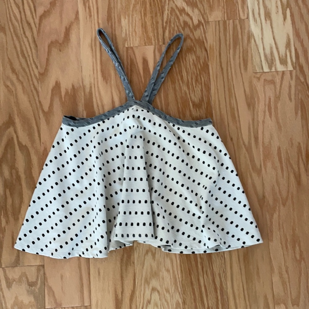 Anthropologie black and white dot 1950s style top